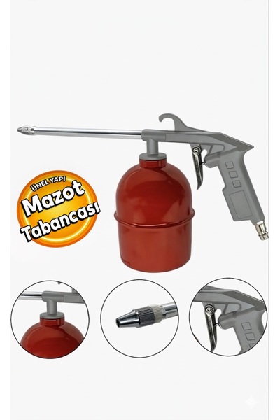 Ark ARK200 Havalı Mazot Püskürtme Tabancası 1000 ml Metal Gövdeli Mazot Taban...