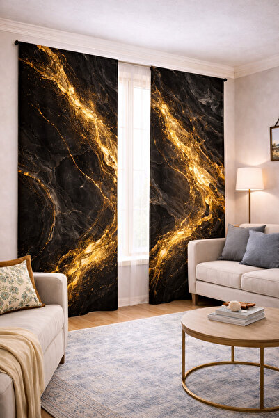 BEYDEX 100x250 Ölçüsünde 1 Adet Salon ve Yatak odası Fon Perde Baskılı Fon Perde