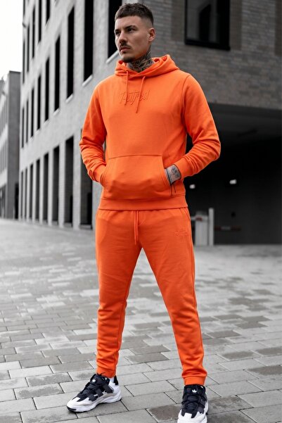 EXCLUSIVE STYLE Cotton tracksuit with Embroidered logo - rotten ORANGE