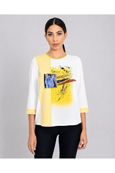 UNIQUE LADY Women's Printed Stripe Detailed Comfortable Fit Blouse & Compatib...