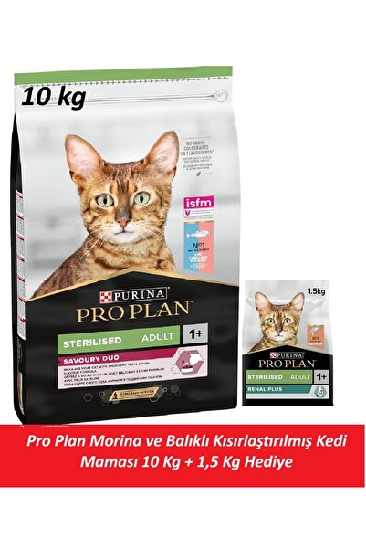 Pro Plan Morina ve Balıklı Kısırlaştırılmış Kedi Maması 10 Kg + 1,5 Kg Hediye