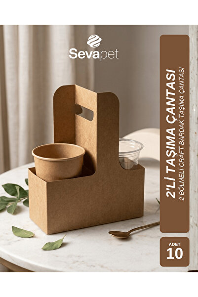 SEVAPET 2'Lİ CRAFT BARDAK TAŞIMA ÇANTASI / 10 ADET PAKET SERVİS KUTUSU