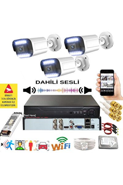 BİSES 3 lü Sesli Araç İnsan Yüz ve Hareket Algılayan 5 MP Lens 12 Warm Led Ge...