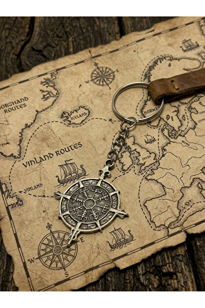 Velcari Viking Vegvisir Pusula Maskülen Tasarım Erkek Anahtarlık