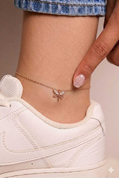 Papatya Silver 925 Ayar Gümüş Beyaz Taşlı Minimal Yusufçuk Halhal.rose.gold.r...