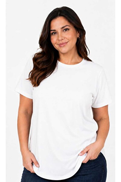 6zar Women's Black and White Plus Size Cotton T-Shirt