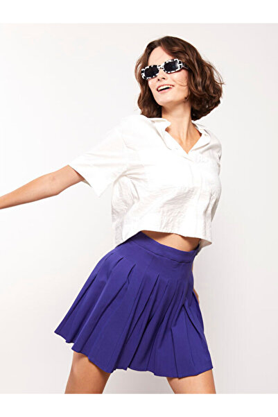 LC Waikiki Women's Straight Pleated Skirt with Zippered Waist