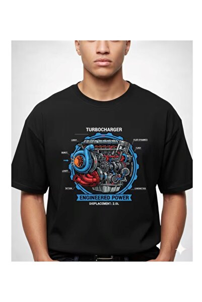 Massgai Μπλουζάκι Unisex TurboCharger Motor με στάμπα, μεγάλου μεγέθους, 100%...