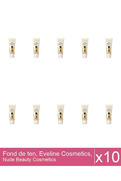 Makeup Set 10x Fond de ten, Eveline Cosmetics, Satin Matt, 103 , 30 ml
