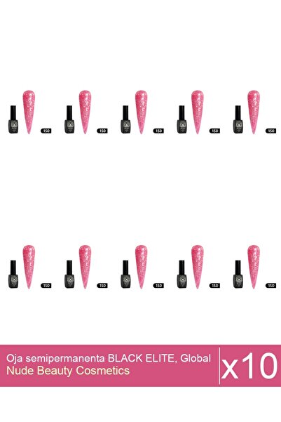 Makeup Set 10x Oja semipermanenta BLACK ELITE, Global Fashion 8 ml,150