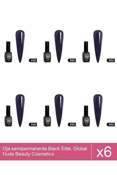 Makeup Set 6x Oja semipermanenta Black Elite, Global Fashion 8 ml,050
