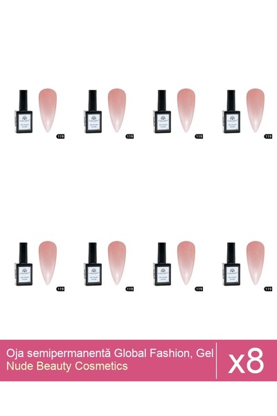 Makeup Set 8x Oja semipermanentă Global Fashion, Gel polish Elite Glow 15 ml,119