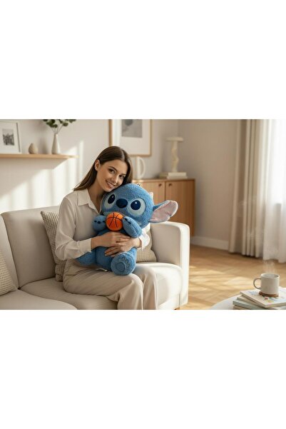 onestophube 55 CM Formalı Stitch Peluş Oyuncak Battaniyeli Büyük Boy Toplu Yu...