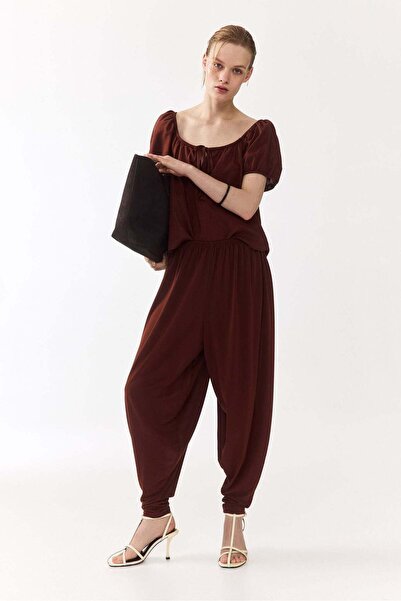 H&M Puff-sleeved linen-blend blouse