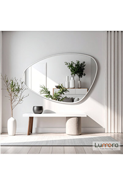 lumora mirror design Luce Modern Beyaz Boyalı MDF Çerçeveli Dekoratif Ayna
