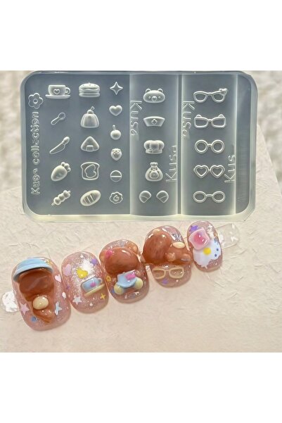 Choice PF-338 Silicone Nail Art Mold Cute Cartoon Pet Bear Frame Dessert Acce...