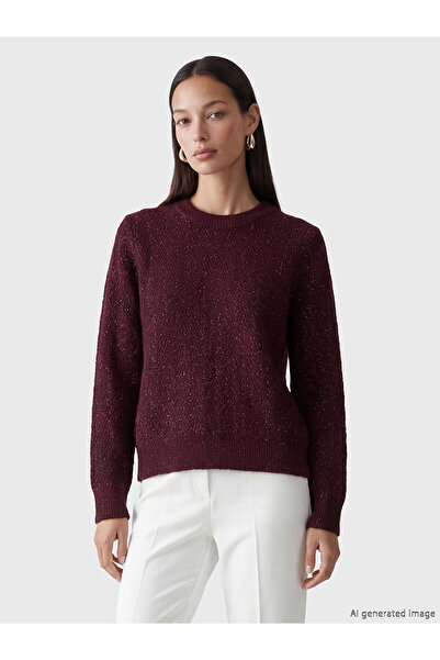 LC Waikiki Nevavm Oval Collar Shiny Textured Women's Knitwear Sweater