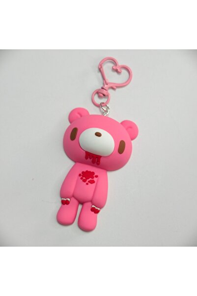 Choice8 pink 1 Edgy silicone bear keychain with heart-shaped clasp, multiple ...