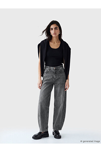 LC Waikiki Nevavm Balloon Fit Women's Jean Pants with Difference