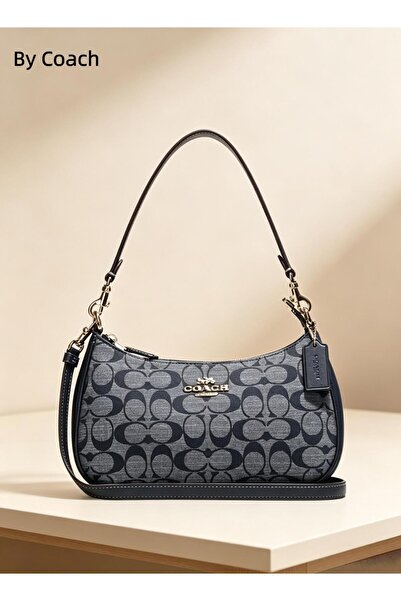 Coach New York حقيبة كتف تيري من القماش الكتاني المميز للنساء، حقيبة كروس بود...
