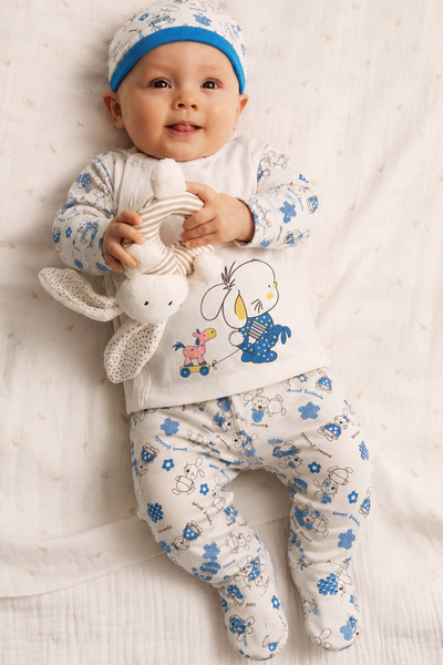 Biberon Baby Bebek Takımı 3 Parça Pamuklu Zıbın Set Yenidoğan