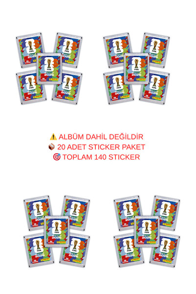 TOYFEST 20 Paket (140 Sticker) FIFA World Cup 2026 Panini STICKER Resmi Kolek...