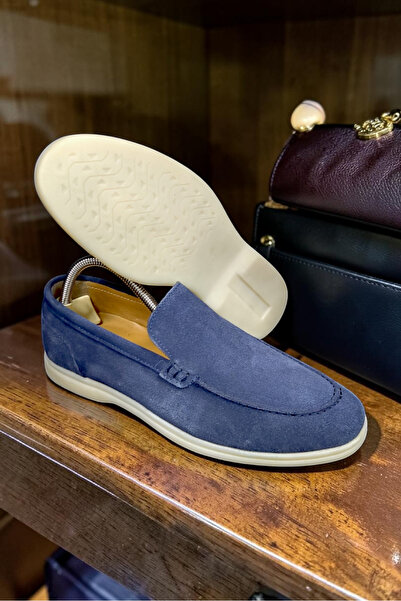 VİVA SHOES حذاء رجالي من الجلد الطبيعي بنعل مطاطي من جلد الغزال