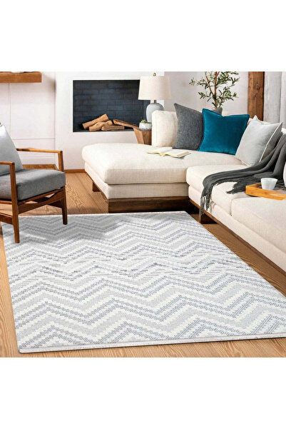 halinet Halı.Net White Modern Washable Non-Slip Living Room Carpet Cr-Liza-18...