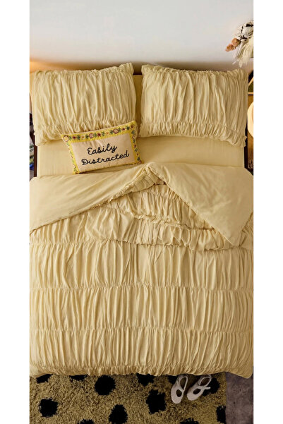 Ricco Lifes Drawstring Single Yellow Cotton Duvet Cover Set