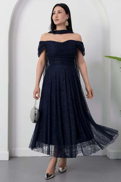 PULLIMM Sweetheart Neckline Low Sleeve Lace Dress Drp2079
