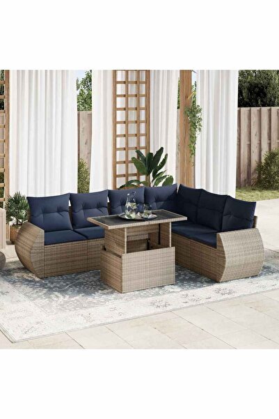 vidaxl Set canapele gradina cu perne 7 piese gri poliratan/lemn acacia