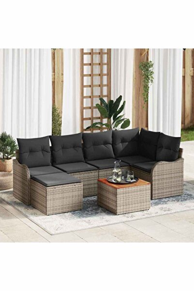vidaxl Set de canapele pentru gradina 7 pcs Gri poliratan