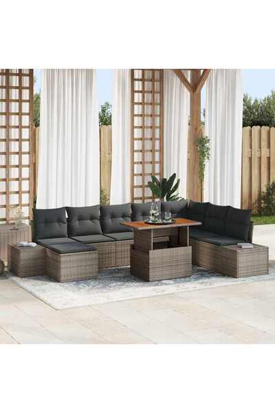 vidaxl Set de canapele pentru gradina 9 pcs Gri Rattan poli