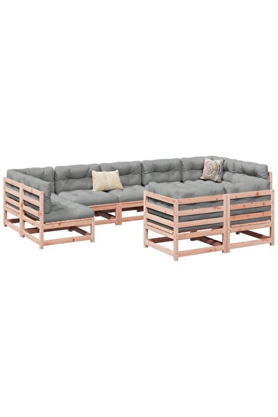 vidaxl Set canapele gradina, 9 piese, lemn masiv brad douglas
