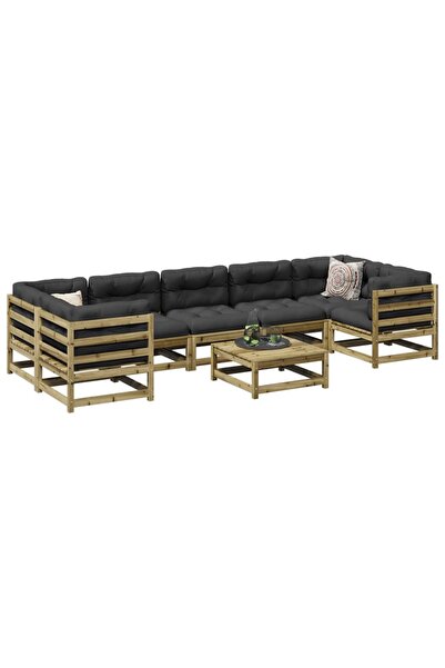 vidaxl Set canapea de gradina, 8 piese, lemn de pin tratat