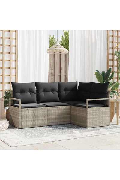 vidaxl Set de canapea 4 pcs Gri deschis poliratan