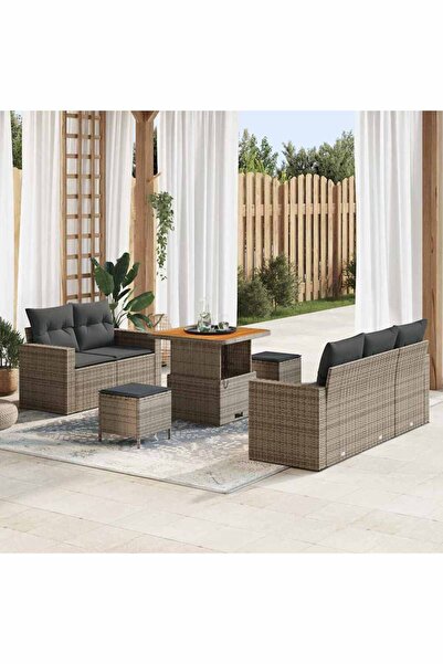 vidaxl Set de canapele pentru gradina cu perna 8 pcs Gri poliratan