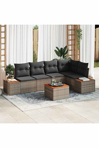 vidaxl Set de canapele pentru gradina cu perna 6 pcs Gri Rattan poli