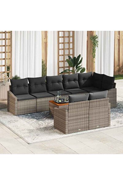 vidaxl Set de canapele pentru gradina 9 pcs Gri poliratan