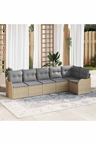 vidaxl Set de canapele pentru gradina 6 pcs Bej poliratan