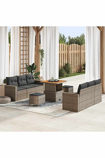 vidaxl Set de canapele pentru gradina 9 pcs Gri poliratan