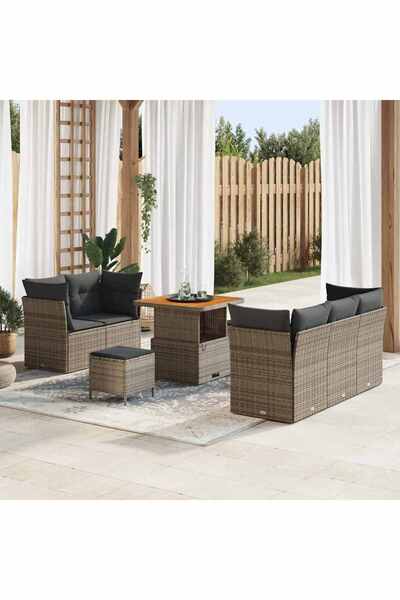 vidaxl Set de canapele pentru gradina cu perna 8 pcs Gri poliratan