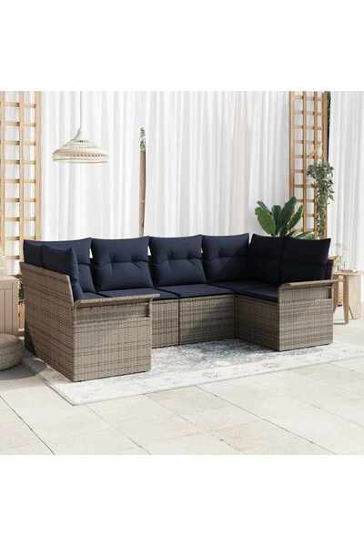vidaxl Set de canapele pentru gradina 6 pcs Gri Rattan poli