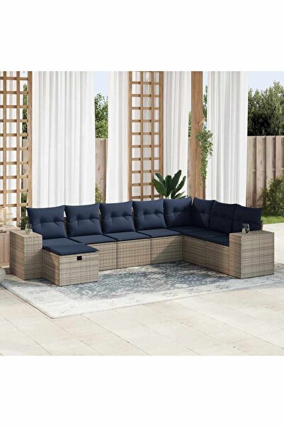 vidaxl Set canapele de gradina cu perne, 8 piese, gri, poliratan