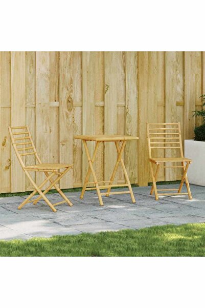 vidaxl Set mobilier bistro, 3 piese, bambus