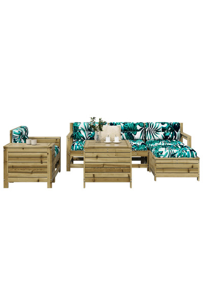 vidaxl Set canapea de gradina, 7 piese, lemn de pin tratat