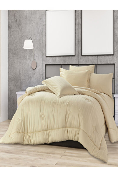 Cannon 6-Piece Striped Cotton Duvet Cover King Set Beige