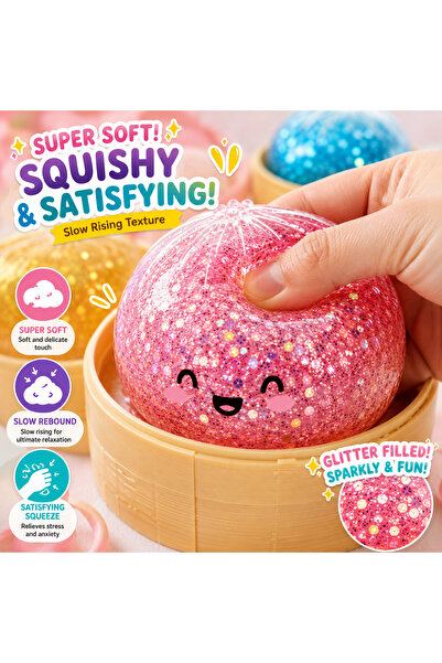 zeetwo Glitter Dumpling Squishy Stress Toy – Colorful Sensory Fidget Desk Squeeze Toy