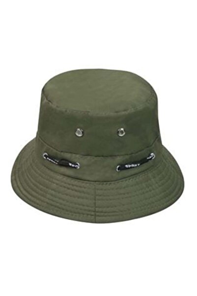SHOPIENS Men's Kaki Bucket Hat with Black Sport Drawstring