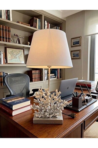 Mirsa Global Modern Coral Silver Bust Lampshade Sculpture – White Hat Decorat...